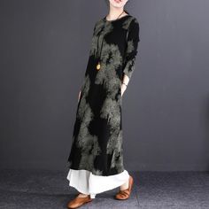 Print folk style long sleeve loose dresses online. As the model shows, you can wear loose pants to add layering. Item Code: 1412103307326Item Type: Women DressesMaterial: 75.5%Viscose, 25.5%Nylon Season: AutumnStyle: Literature Collar Type: Round Neck Clothing Placket: Pullover Pattern: Flower Sleeve: Long SleeveClothing Details: Embroidery, PatchWaist: Loose WaistCombination: One PieceColor: Black, ApricotSize: M,L,XL,XXLSize M（Fit for EU 38,US8,UK12,AU12,NZ12）Length: 112.00 cm/ 44.09 "Bust: 96.00 cm/ 37.80 "Shoulder: 37.00 cm/ 14.57 "Sleeve Length 54.00 cm/ 21.26 "Arm: 38.00 cm/ 14.96 "Waist: 104.00 cm/ 40.94 "Size L(Fit for EU 40,US10,UK14,AU14,NZ14)Length: 113.00 cm/ 44.49 "Bust: 100.00 cm/ 39.37 "Shoulder: 38.00 cm/ 14.96 "Sleeve Length 55.00 cm/ 21.65 "Arm: 39.00 cm/ 15.35 "Waist: 10 Oversized Long Sleeve Maxi Dress For Fall, Cotton Long Sleeve Shift Maxi Dress, Cotton Shift Maxi Dress With Long Sleeves, Casual Long Sleeve Dress For Fall, Casual Loose Fit Maxi Dress For Fall, Casual Oversized Maxi Dress For Fall, Cotton Long Sleeve Maxi Dress For Winter, Bohemian Dresses For Fall Layering, Black Long Sleeve Long Dress For Spring