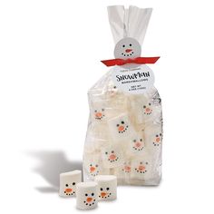 a bag of snowman marshmallows sitting on top of each other