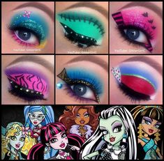 imágenes tomadas de la web cada una pertenece a su autor.. Jem Makeup, Monster High Makeup, Crazy Eye Makeup, Maquillage Yeux Cut Crease, Cute Eye Makeup, Halloween Eye Makeup