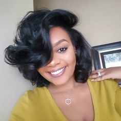 Long Silk Press, Silk Press With Body Curls, Bob Hairstyles For Black Women, Retro Bob, Long Bobs, Silk Press Natural Hair, Easy Hairstyles For Medium Hair, Hairstyles Summer