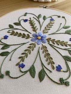 a close up of a embroidery on a table