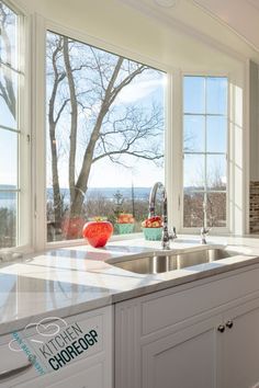 Bay window in kitchen remodel, North Salem Large Kitchen Window Over Sink, Kitchen Window Over Sink Ideas, Large Bay Window, Large Kitchen Window, Kitchen Bay Window, Kitchen Sink Window, Kitchen Window Design, Window Kitchen, White Kitchen Backsplash