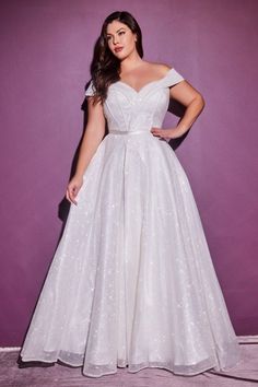 Glitter Long Plus Size Wedding Dress - The Dress Outlet Glitter Gown, Glitter Wedding Dress, Mary's Bridal, Bride Gown, Cinderella Divine, Bridal Ball Gown, Embroidered Chiffon, Glitter Wedding, Embroidered Wedding