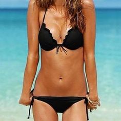 Women's Black Halter Slim Sexy Color Swimsuits for Women swimsuits for all Beach Wears, Beach Wear, Swimwear Fashion, Swim Suit, Womens Swimwear, String Bikinis, Push Up, Bathing Suits, Ruffles