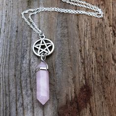 Pentacle Crystal Necklaces - greenwitchcreations Pink Spiritual Pendant Crystal Necklace, Spiritual Pink Pendant Crystal Necklace, Bohemian Pink Crystal Pendant Necklace, Bohemian Pink Pendant Crystal Necklace, Bohemian Pink Rose Quartz Necklace, Handmade Mystical Pink Jewelry, Pink Mystical Handmade Jewelry, Pink Handmade Mystical Jewelry, Pink Bohemian Charm Necklace Gift