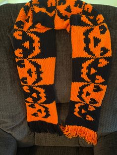 **Pattern include a link to a video with instructions on how to work the color changes. Create a festive and cozy accessory with our Digital Pattern for a Pumpkin/Jack O' Lantern Scarf! Designed specifically for use with Addi 46 Pin and Sentro 48 Pin Circular Knitting Machines, this pattern features a charming repeat of opposite colors, perfect for celebrating the fall season and Halloween. This digital download includes: - Detailed  Step by Step instructions for both Addi and Sentro machines - Winter Knitting Pattern For Crafting, Multicolor Hand Knitted Patterns For Crafting, Yarn Knitting Pattern For Crafting, Knitting Pattern For Crafting With Yarn, Hand Knitted Yarn Crafts, Hand Knitted Yarn Crafts For Crafting, Festival Scarves, Circular Knitting Machine, Knitted Items