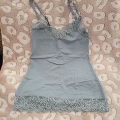 Helena Stuart Nyc. Only Hearts Lace Chemise. Nwt. Rayon And Lucrative. Size M Light Blue Stretch Sleeveless Camisole, Blue V-neck Camisole For Daywear, Spring Seamless Cami Sleepwear, Blue Cami Camisole For Daywear, Blue Spring Camisole For Loungewear, Blue Lace Trim Camisole, Blue Sleeveless Sleep Tank Top, Blue Stretch Camisole For Loungewear, Spring Blue Camisole For Loungewear