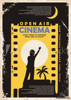 an old movie poster with the silhouette of a man in front of a palm tree