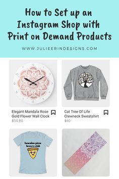 an instagram with the words how to set up an instagram shop with print on demand products