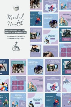 the front cover of a brochure with images of people in wheelchairs and other things