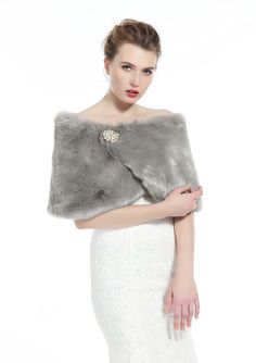 PRICES MAY VARY. Faux Fur,Satin LUXURIOUS FAUX FUR & WARM ENOUGH--- This elegant shawl is made of animal friendly and soft faux fur with high quality satin lining. You will get enough warm even in outside when you wear it. Also the fur climb strongly. It's not shed easily. FREE PEARL BROOCH --- Free beautiful and gorgeous pearl brooch as bonus along with each piece of shawl. It’s sewed on the front of shawl that can be used in many times. Also you can set the brooch in any position you want. CLA Winter Wedding Party, Faux Fur Wedding, Faux Fur Shawl, Wedding Fur, Elegant Shawl, Faux Fur Wrap, Fur Wrap, Fur Shawl, Wrap Shawl