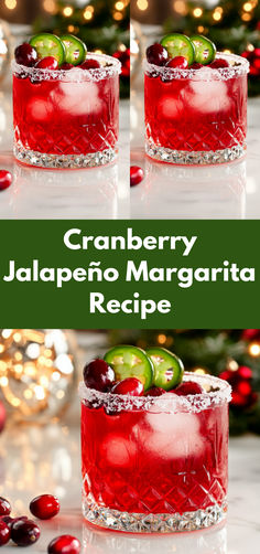 Cranberry Jalapeño Margarita Recipe Cranberry Margarita Recipe, Holiday Drinks Alcohol, Christmas Drinks Alcohol Recipes, Spicy Cocktail