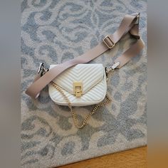 Aldo White Crossbody Bag With Rosegold Color Looking Strap. Never Used. White Crossbody Bag, Aldo Bags, Cross Bag, Rose Gold Color, White Cream, Cream White, Crossbody Bags, Crossbody Bag, Adjustable Straps