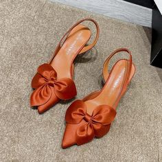 Olivia Mark - Pointed Toe Sandals with Bowknot Detail, Ankle Strap High Heels with Side Cutouts Strap High Heels, White Athletic Shoes, Low Heel Flats, Brown Leather Flats, High Heel Slippers, Ankle Strap High Heels, Point Shoes, Leather Sandals Flat, Heel Slippers