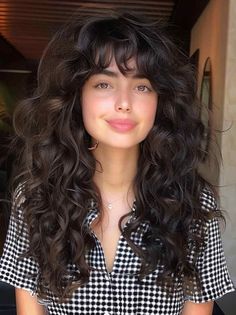 Give you the most natural and varied hairstyle. Choose With Bangs Synthetic Lace Front 18" Long Curly Hair Wigs. Bangs With 2c Hair, Curly Shaggy Hair With Bangs, Loose Waves With Bangs, Front Bangs Wavy Hair, Wispy Bangs Round Face Curly Hair, Curly Feathered Hair, Wavy Layered Hair Long, Thick Curly Bangs