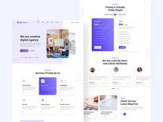 the landing page for an app designed to look like it is in purple and white