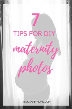 a woman standing in front of a window with the words 7 tips for diy material photography