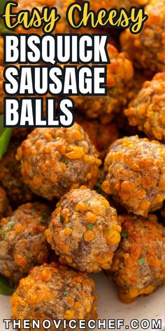 easy cheesy bisquick sausage balls recipe on a plate