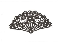 an intricately designed fan is shown against a white background