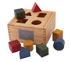 Rainbow Colored Shape Sorter Box By Wooden Story Shape Puzzles, Stacking Toys, Wooden Shapes, Color Shapes, Diy Toys, Toddler Toys