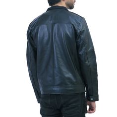 [additional] Buy Classic Black Leather Motorcycle Jacket For Men 100% Real Leather, Premium Stitching Throughout, Classic Style, High-Quality Zipper, Free Shipping. Our jacket is made with the best products available that tend to enhance its beauty. QUALITY: The leather jacket is made with the best quality leather which is not only durable but also resistant to tear. It can also endure harsh environmental conditions and would look the same for years and years. 100% SCREEN ACCURATE STYLE: Our spe Urban Leather Jacket For Business In Winter, Urban Leather Outerwear For Business, Urban Leather Jacket For Business In Fall, Urban Leather Jacket For Fall Business Wear, Captain America Leather Jacket, Man Cafe, Black Leather Motorcycle Jacket, Motorcycle Jacket Mens, Zip Collar