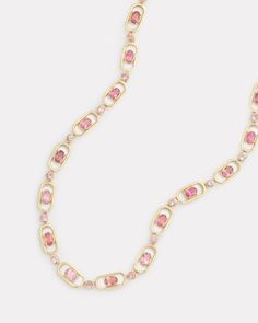 18K Yellow Oval and Round Link Pink Tourmaline Necklace16 Inches Style# YNOPPT Tourmaline Necklace, Signature Collection, Opal Earrings, Bracelet Collection, Opal Rings, Pink Tourmaline, Ring Necklace, Necklaces Bracelets, Tourmaline