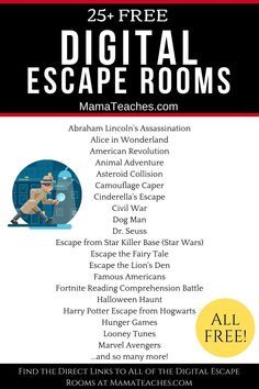 the 25 free digital escape rooms are available for all ages and abilitiess to use