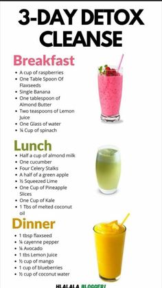 Smoothie Cleanse Recipes, 3 Day Detox Cleanse, Different Drinks, Sommer Mad, Juice Cleanse Recipes, Smoothie Recipes Healthy Breakfast, 3 Day Detox