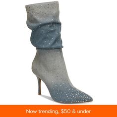 in stock Ombre Denim, Dress Boot, Wedding Converse, Costume Shoes, Dress Boots, Walk This Way, Beautiful Boots, Embellished Dress, Colored Denim