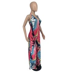 Fashion Suspenders Open Back Printed Jumpsuit Spring Multicolor Backless Jumpsuits And Rompers, Multicolor Halter Neck Jumpsuits And Rompers For Party, Beach Season Party V-neck Jumpsuits And Rompers, Summer Party Jumpsuits And Rompers Printed, Summer Party Jumpsuits And Rompers With Prints, Summer Party-style Printed Jumpsuits And Rompers, Summer Multicolor Halter Neck Jumpsuits And Rompers, Summer Multicolor Jumpsuits And Rompers For Party, Multicolor Halter Neck Jumpsuit For Summer