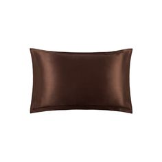 the chocolate silk pillow case is shown on a white background and has a dark brown satin finish