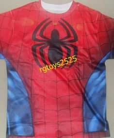 a spider man t - shirt is shown on display