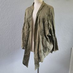 Kyla Karyn Seo Bronte Jacket Caite Top Small Army Green Nwt New With Tag Please Review All Images As They Are Also An Important Part Of The Description Spring Open Front Top With Pockets, Winter Wrap Outerwear For Daywear, Cotton Long-sleeve Outerwear For Daywear, Cotton Long Sleeve Outerwear For Daywear, Bohemian Outerwear With Pockets For Layering, Bohemian Long Sleeve Outerwear For Spring, Winter Cotton Open Front Outerwear, Green Cotton Outerwear For Daywear, Green Cotton Outerwear For Layering