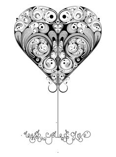 a black and white drawing of a heart