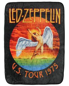 the led zepplin u s tour patch is shown in black and features an angel on it