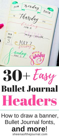 30+ Easy Bullet Journal Header Ideas with Tutorial Bullet Journal Banners Headers, Draw A Banner, Future Log Bullet Journal, Header Ideas, Bullet Journal Headers, Bullet Journal Page, Bullet Journal Font