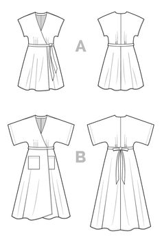 the front and back views of an apron dress