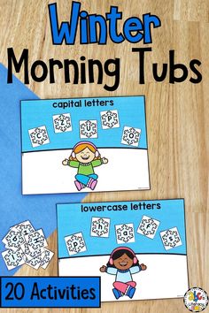 the winter morning tubs are great for students to practice their numbers and letter recognition skills