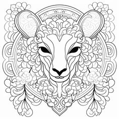 illustration of Easter lamb mandala for grown-ups Lamb Coloring Page, Easter Lamb, Cute And Cuddly, Grown Ups