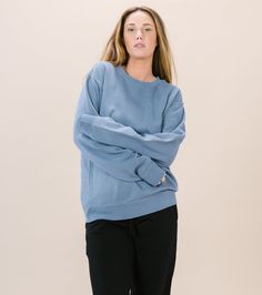 slate blue Round Closet, Oversized Style, Slate Blue, On Vacation, Dark Colors, Travel Bag, Crewneck Sweatshirt, 1 Inch, Bell Sleeve Top