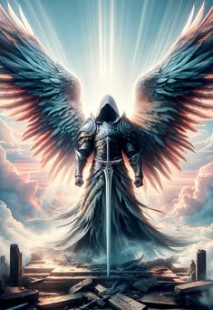 Warrior Angels, Fallen Angel Art, Male Angels, Thor Art, Moving Art, Winged Creatures, Archangel Raphael, Angel Artwork, Heaven Art