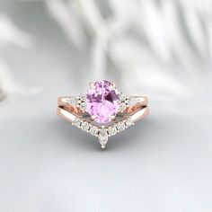 Pink Sapphire Engagement Ring, Light Peach Pink Sapphire Oval Diamond Ring 14k Rose Gold, Engagement Ring Set For Bridal Main Stone: Sapphire Main Stone Color: Pink Main Stone Shape: Oval (6*8mm / Approx 1.5 ct) Birthstone Month: September Secondary Stone: Cz Diamond Secondary Stone Shape: Pear (3*2mmx 2pcs), Round (1.8mm x 4pcs) Secondary Stone Color: White Jewelry Type: Ring Set Metal: 925 Sterling Silver Method: Cast Personalisation: Possible Occasion: Engagement Style: Vintage Ring Size: We Pink Sapphire Engagement Ring, Anniversary Ring Set, Pink Sapphire Ring Engagement, Oval Diamond Ring, Engagement Style, Sapphire Engagement Ring, White Jewelry, Bridal Ring Set, Sapphire Engagement