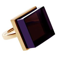 This contemporary men ring is in 14 karat rose gold with 15x15x8 mm dark grown amethyst. It was published in Harper's Bazaar and Vogue UA. The piece can be ordered in the other colours, such as green amethyst, natural purple amethyst (it will be lighter than vivid dark grown amethyst), rose quartz, blue or green grown quartz, tear-transparent rock crystal, or black morion. The ring reflects the art deco spirit and fits to women and men. It inspires the architects, designers and the artists. It i Contemporary Jewelry Rings, Contemporary Ring, Gold Art Deco, Big Rings, Green Quartz, Amethyst Quartz, Gold Art, Art Deco Ring, Contemporary Jewellery