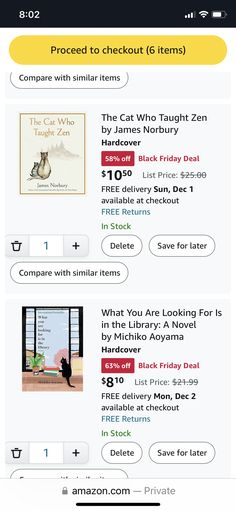 an image of the amazon page with text and pictures on it, including two cats