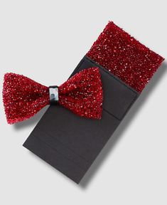 $60 Tallia Men's Red Bling Bow Tie Pocket Square Set | eBay