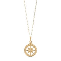 "Take your look in a new direction with this glowing 10k gold compass necklace.PENDANT DETAILS Pendant size: 22 mm x 13.9 mm Chain length: 18 in. Chain type: cable Clasp: spring-ring Metal: 10k gold Packaging: boxed  Size: 18"". Gender: female. Age Group: adult." Celestial Compass Design Round Necklaces, Gold Medallion Necklace With Compass Pendant, Gold Compass Design Medallion Pendant Necklace, Celestial Yellow Gold Jewelry With Compass Design, Gold Spiritual Compass Necklace, Yellow Gold Compass Design Charm Necklace, Gold Spiritual Necklace With Compass Design, Gold Amulet Necklace With Compass Design, Yellow Gold Charm Necklace With Compass Design