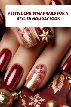 Get ready to sleigh the holiday season with these festive Christmas nail ideas! From sparkling snowflakes to adorable reindeer, we've got the perfect inspiration for your holiday nails. Whether you prefer classic red and green or a more modern twist, these designs will add a touch of merry and bright to your look. Get in the spirit and show off your festive flair with these Christmas nail ideas that are sure to make you jingle all the way! Red Holiday Nail Designs, Merry Christmas Nails, Sparkly Christmas Nails, Holiday Nail Ideas, Nails 23, Festive Holiday Nails, Chic Nail Designs, Winter Manicure, Christmas Manicure