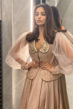 Shop for these amazing collections of Grey Slub Silk Peter Pan Embroidered Jacket Lehenga Set For Women by Salian By Anushree online at Aza Fashions. Blouse Corset, Jacket Lehenga, Anita Hassanandani, Neck Patterns, Frock Designs, Dress Designing, Gaun Fashion, Desi Wear, Desi Outfits