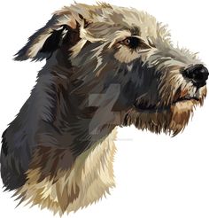 a dog's head is shown in this digital painting style, it appears to be an old schnauzer