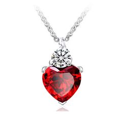 PRICES MAY VARY. Solid Sterling Silver 925 stamp, no allergic reaction Pretty Silver Gift bag packed with 1pcs Ruby necklaces, Ideal for your girl, girlfriend, sister, best friend, daughter gift The heart shaped red Pendent is made of Zirconia , advanced technology polished, smooth,glittering and translucent. Red heart crowned design made up with white zirconia and rose gold colour,creates a feeling of luxury,nobility and mystery. costume Valentine's Day Gift Hearts Toys party supplies, suit for Halloween Accessories Jewelry, Princess Halloween, Red Heart Necklace, Hearts Necklace, January Birthstone, Disney Jewelry, Ruby Jewelry, Valentine's Gift, Valentines Gifts For Her